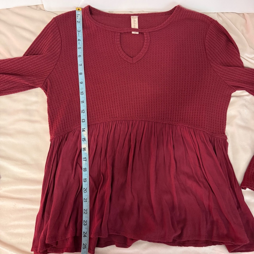 Altard State Long Sleeve Burgundy Waffle Knit Top Size Large - Picture 9 of 9